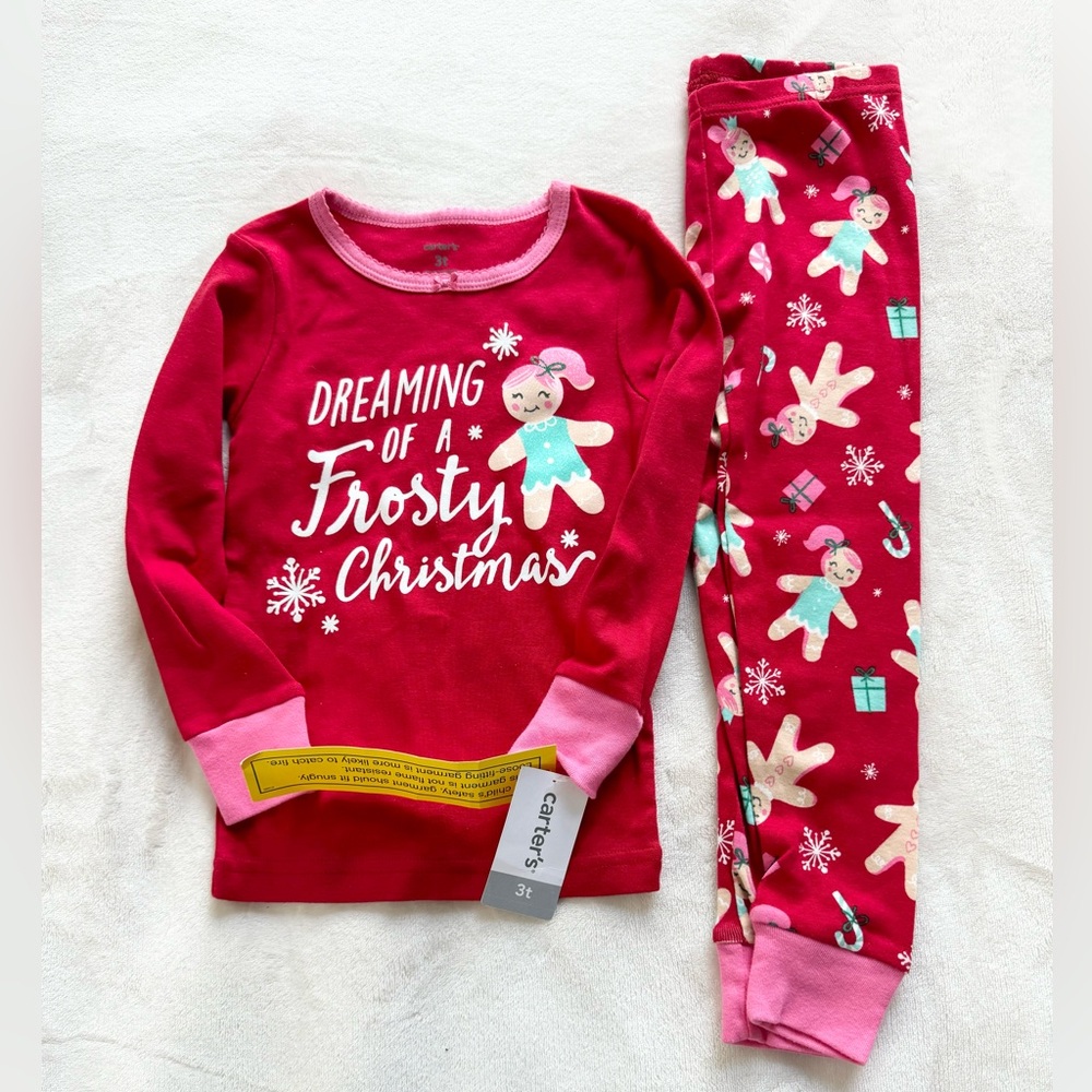 Carter’s 2-Piece Toddler Christmas Pajamas Dreaming of a Frosty Christmas 3T NWT